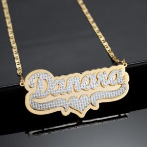 heart nameplate custom name necklace
