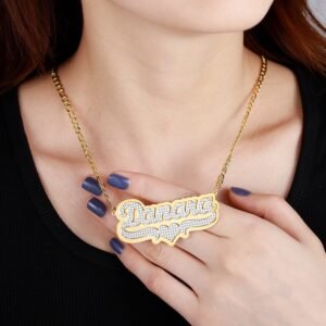 layered heart nameplate necklace