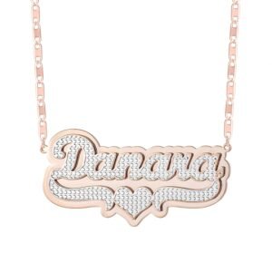 rose gold color custom heart name necklace