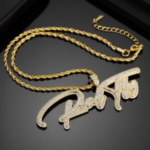 christmas gift personalized crystal name necklace script font sparkling bling design