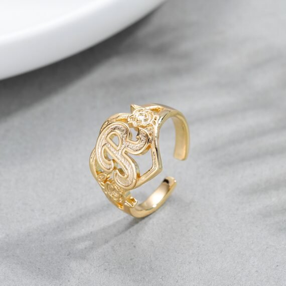 personalized custom adjustable letter ring for women