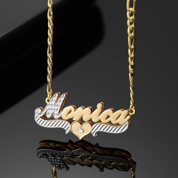 Personalized love heart name necklace