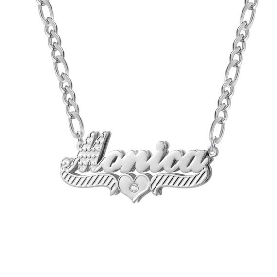 crystal heart personalized custom name necklace for women