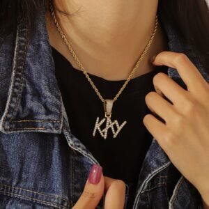 customizable personalized name necklace with initials bling hip hop iced out jewelry design