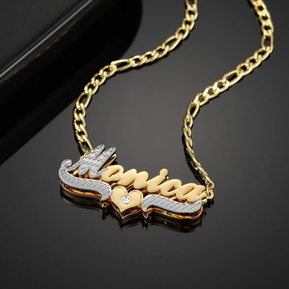 customized bling name necklace design with heart