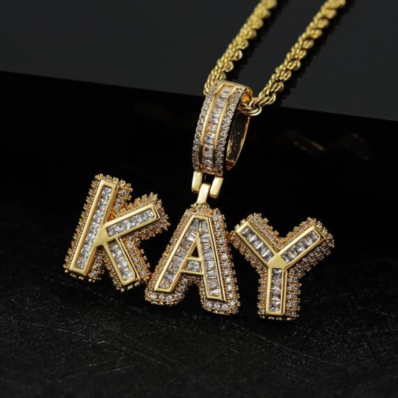 personalized bling letters iced out name necklace with custom bubble letters