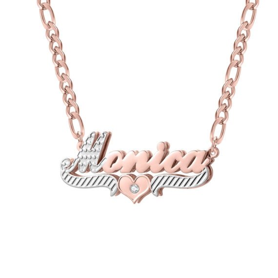 rose gold color personalized custom name necklace with bling effect