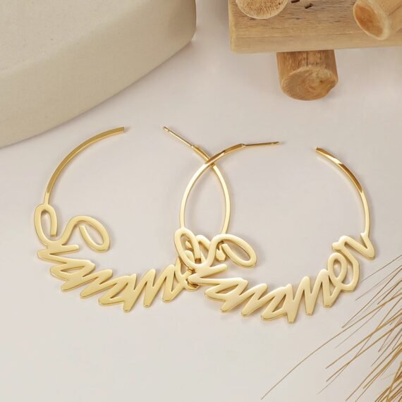 customizable hoop name earrings