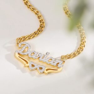 double plated customizable personalized custom name hearts necklace for women