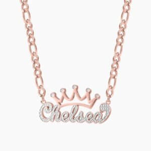 personalized custom crown rose gold name pendant necklace