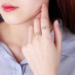 personalized custom name crystal inlaid sparkling name ring