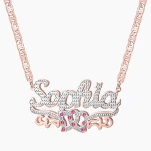 personalized custom name rose gold hearts personalized custom nameplate necklace