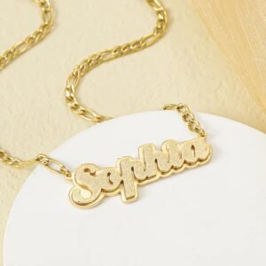 personalized double plate custom name necklace for women