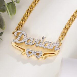 two hearts custom name necklace design