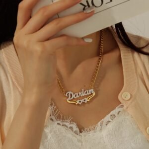 two hearts floral name necklace for wife daughter sister