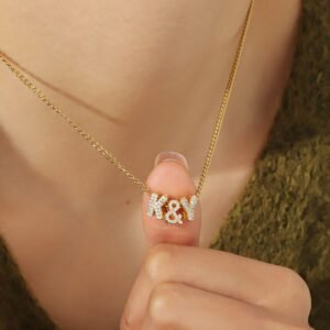 Personalized Crystal Bubble Letter Name Necklace Bubble Name Necklace Bubble Letters Necklace Crystal Bubble Letters Rhinestones Shine Bubble Necklace