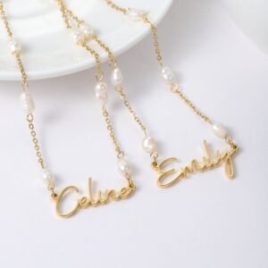 Script Handwriting Cursive Name Necklace Design with Personalized Font Design