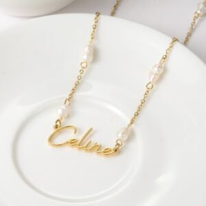 Script Handwriting Cursive Name Necklace Design with Thin Font Style Personalized
