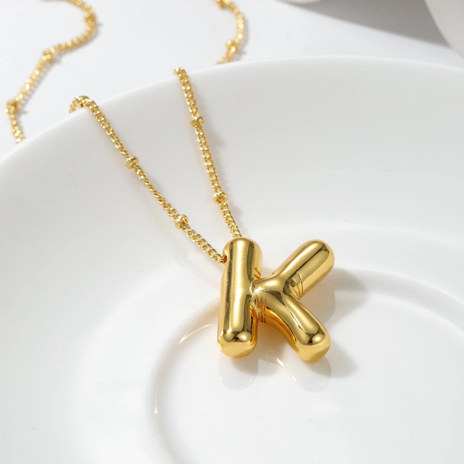 Personalized 3D Letter Necklace, Custom Bubble 3D Initial Charm, 3D Letter Necklace, Bubble Name Necklace, Personalized Jewelry, Gift For Her 5