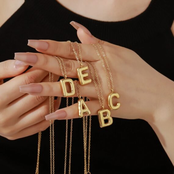 Personalized 3D Letter Necklace, Custom Bubble 3D Initial Charm, 3D Letter Necklace, Bubble Name Necklace, Personalized Jewelry, Gift Her 12