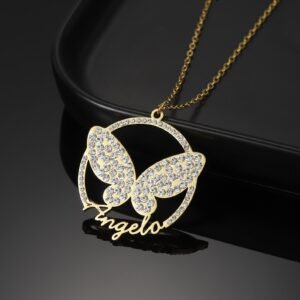 Personalized Butterfly Name Necklace by Beceff - Name Necklace with Butterfly - Customized Butterfly Name Necklace - Butterfly Jewelry Gift 1