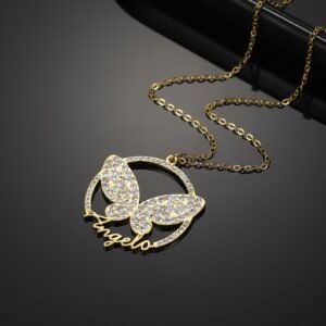Personalized Butterfly Name Necklace by Beceff - Name Necklace with Butterfly - Customized Butterfly Name Necklace - Butterfly Jewelry Gift 2