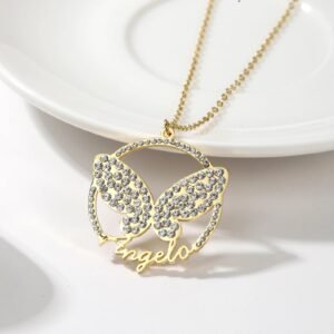 Personalized Butterfly Name Necklace by Beceff - Name Necklace with Butterfly - Customized Butterfly Name Necklace - Butterfly Jewelry Gift 7