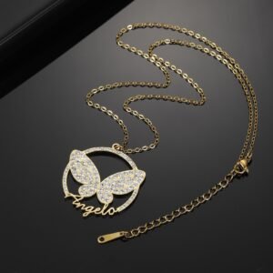 Personalized Butterfly Name Necklace by Beceff - Name Necklace with Butterfly - Customized Butterfly Name Necklace - Butterfly Jewelry Gift 8