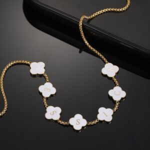 Cute Custom Clover Letters English Personalized Name Necklace 2