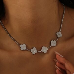 Cute Custom Clover Letters English Personalized Name Necklace 5