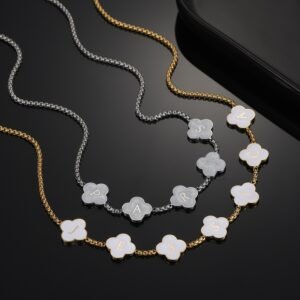 Cute Custom Clover Letters English Personalized Name Necklace 6