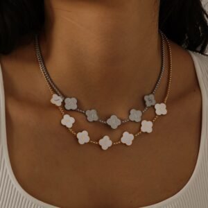 Cute Custom Clover Letters English Personalized Name Necklace 7