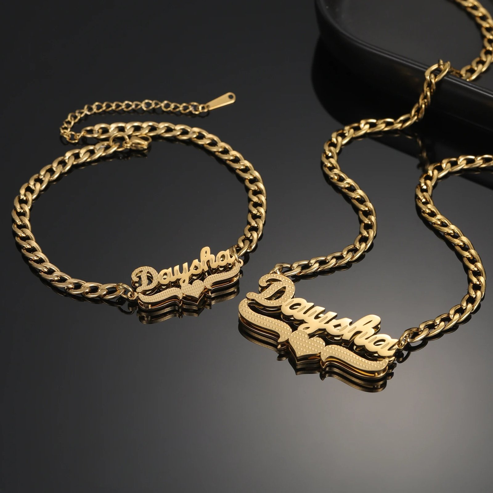Textured Heart Name Necklace 2