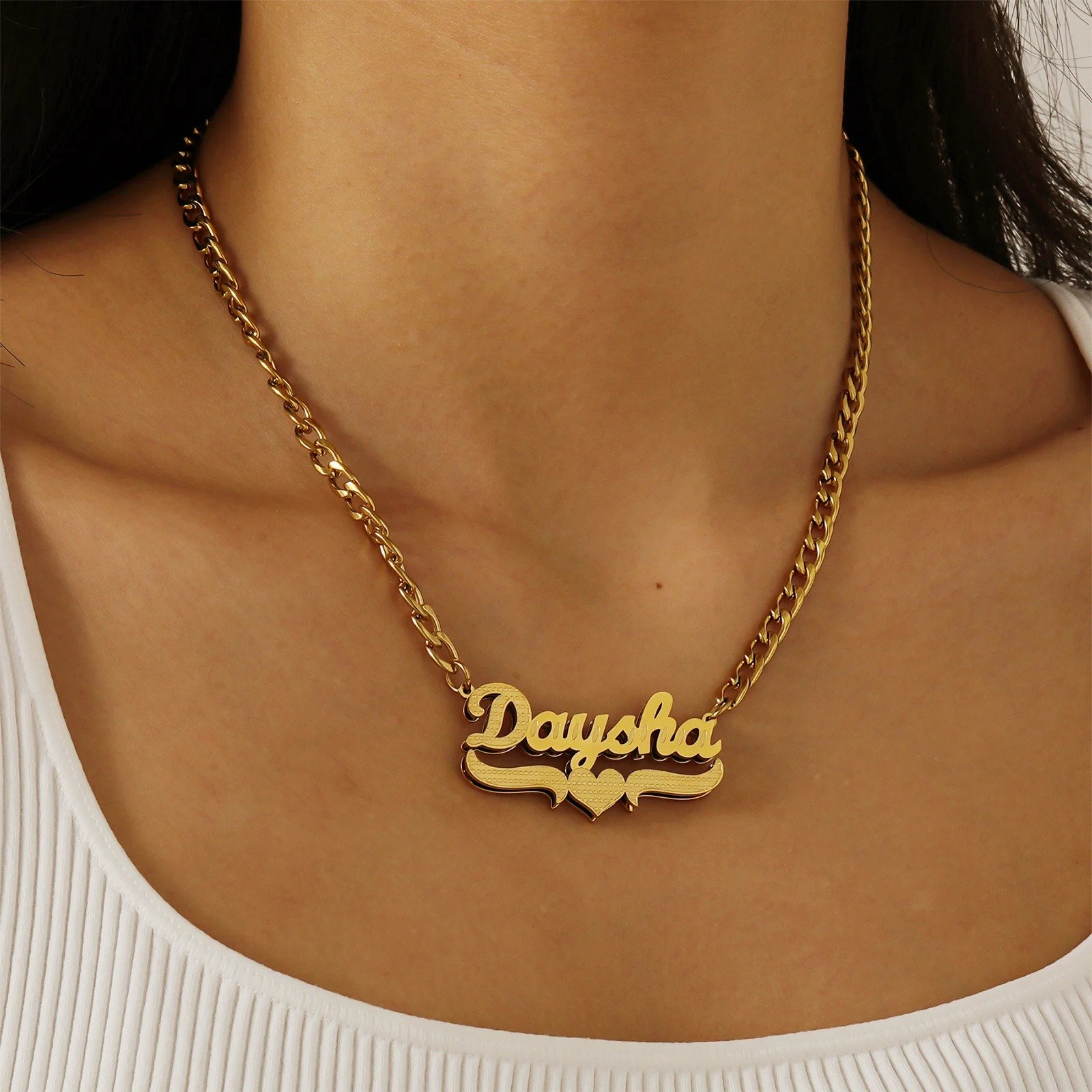 Textured Heart Name Necklace 3