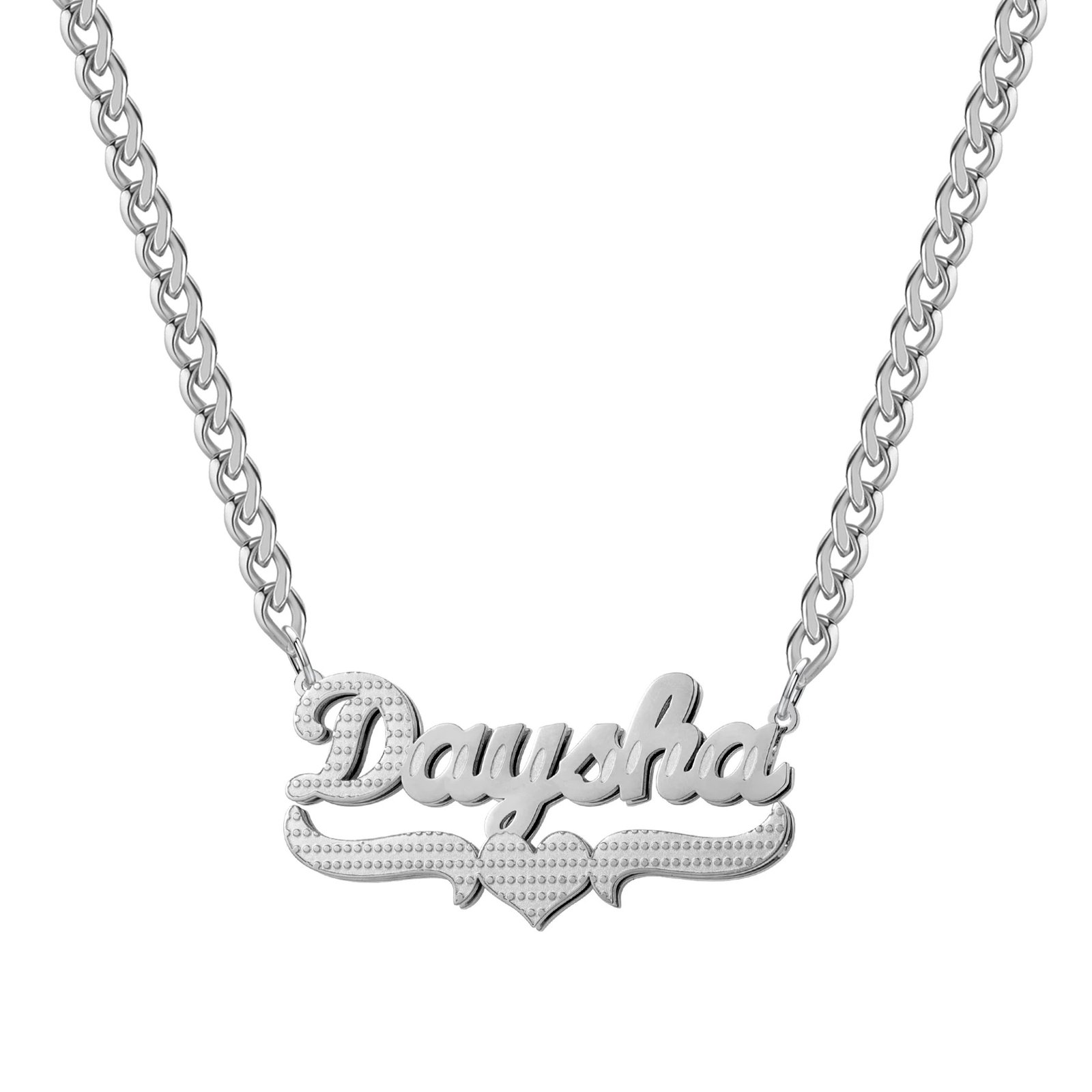 Textured Heart Name Necklace 7