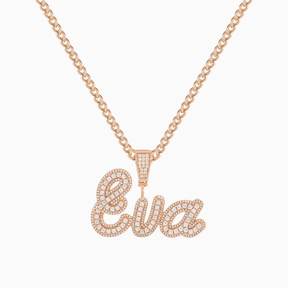 Personalized Bling Custom Name Necklace with a CZ Sparkling Stones Iced Out Fully Iced Shine Nameplate Custom Chain Pendant Necklace