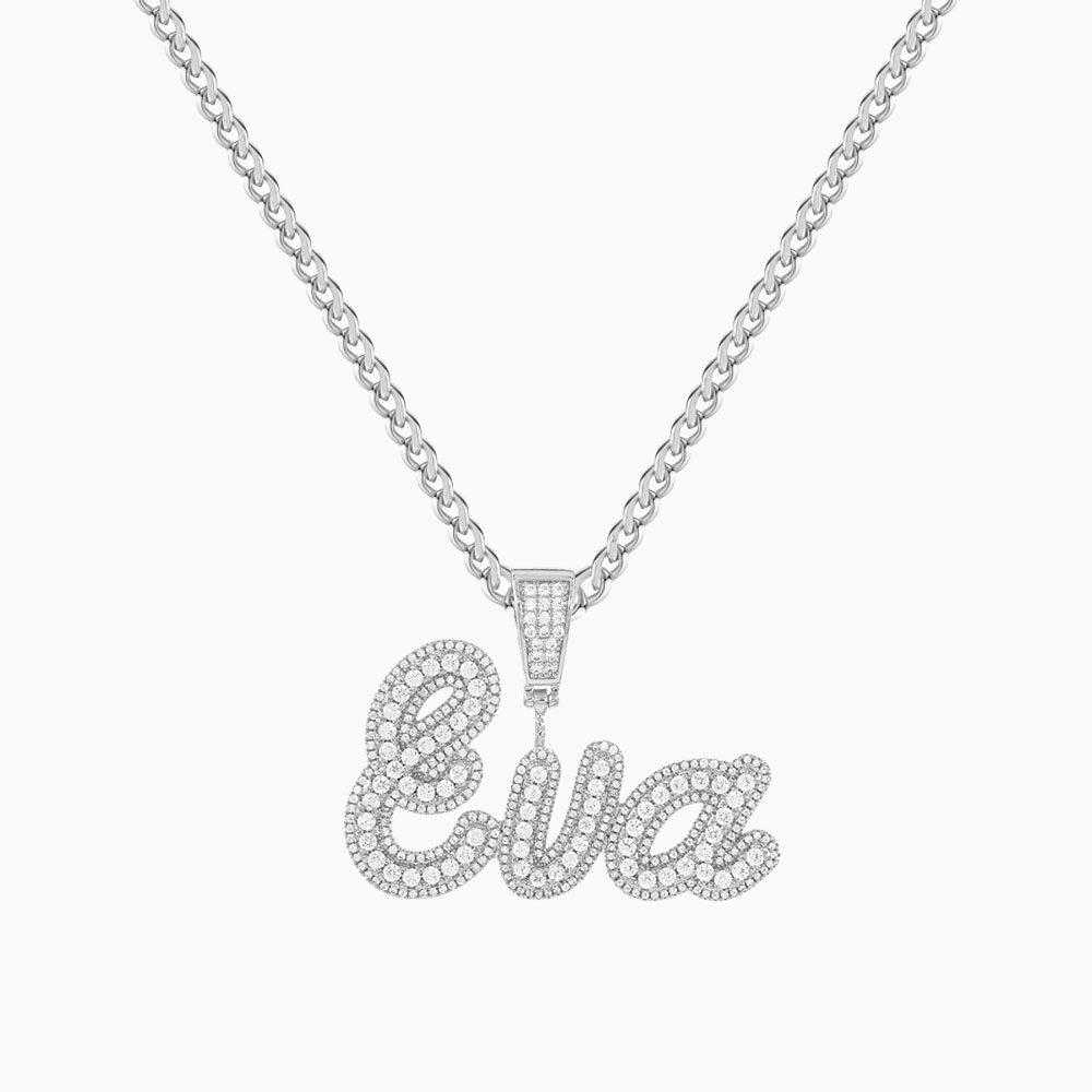 Personalized Bling Custom Name Necklace with a CZ Sparkling Stones Iced Out Fully Iced Shine Nameplate Custom Chain Pendant Necklace