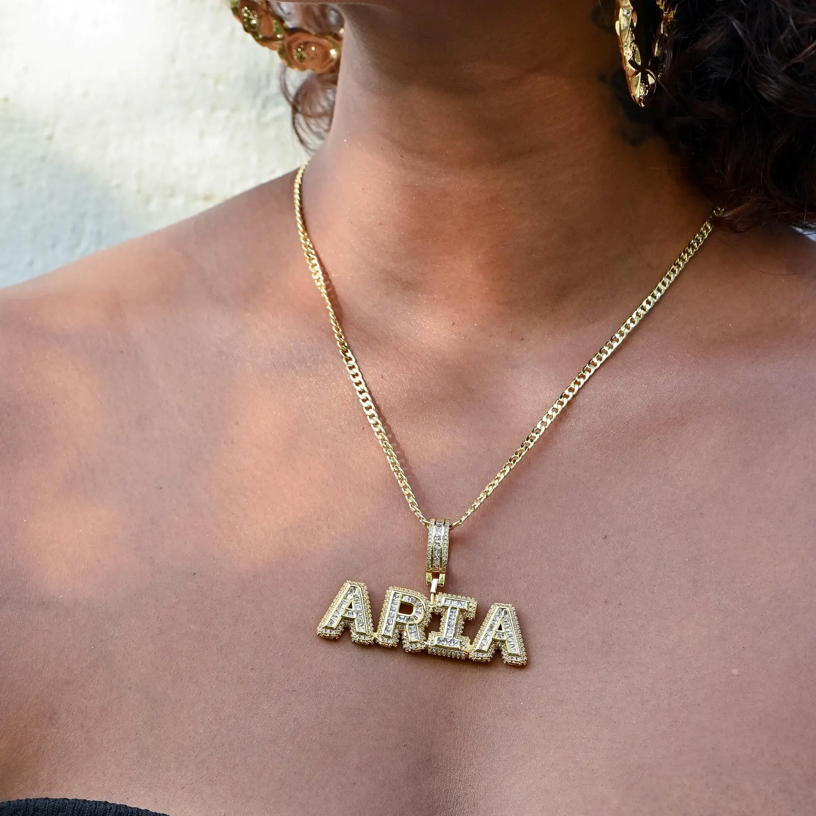 Custom Bling Bubble Letters Iced out Hip Hop Pendant Name Necklace 4