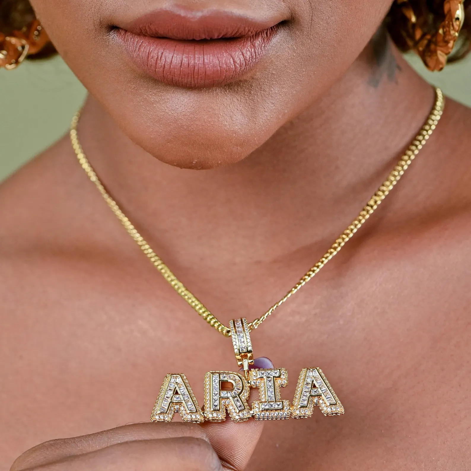 Custom Bling Bubble Letters Iced out Hip Hop Pendant Name Necklace 6