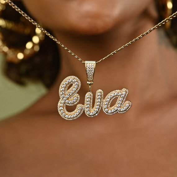 Personalized Bling Custom Name Necklace with a CZ Sparkling Stones Iced Out Fully Iced Shine Nameplate Custom Chain Pendant Necklace