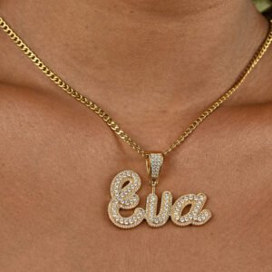 Personalized Bling Custom Name Necklace with a CZ Sparkling Stones Iced Out Fully Iced Shine Nameplate Custom Chain Pendant Necklace