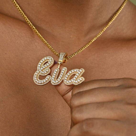 Personalized Bling Custom Name Necklace with a CZ Sparkling Stones Iced Out Fully Iced Shine Nameplate Custom Chain Pendant Necklace