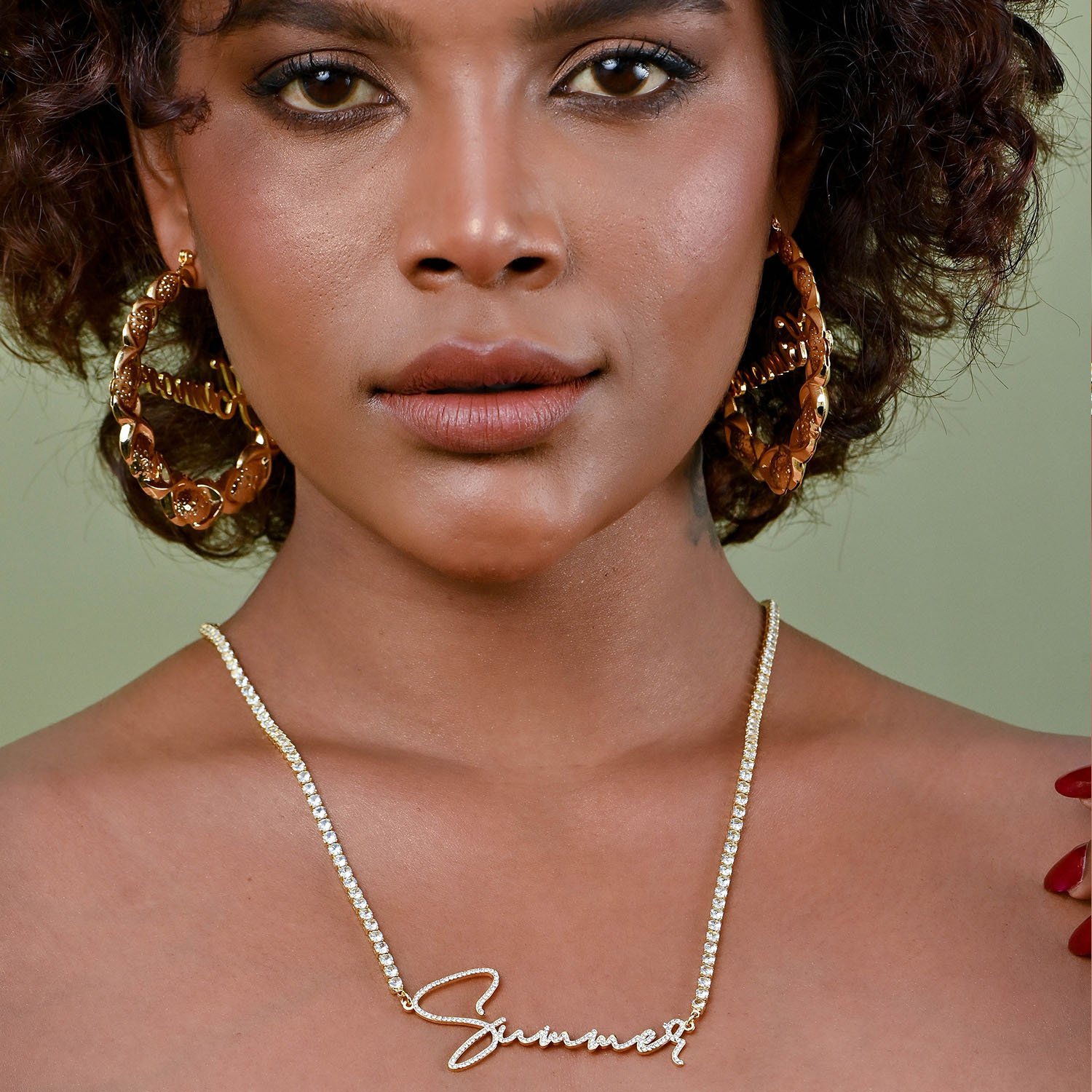 Personalized Crystal Inlaid Signature Custom Name Necklace in Script Handwriting Font Style For Women and Men 2
