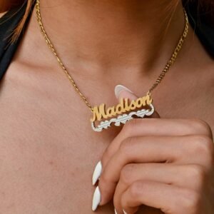 Personalized Hearts Pendant Custom Double Plated Nameplate Necklace Customizable Name Necklace Design 6