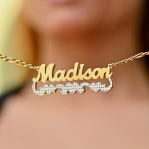 Personalized Hearts Pendant Custom Double Plated Nameplate Necklace Customizable Name Necklace Design 8