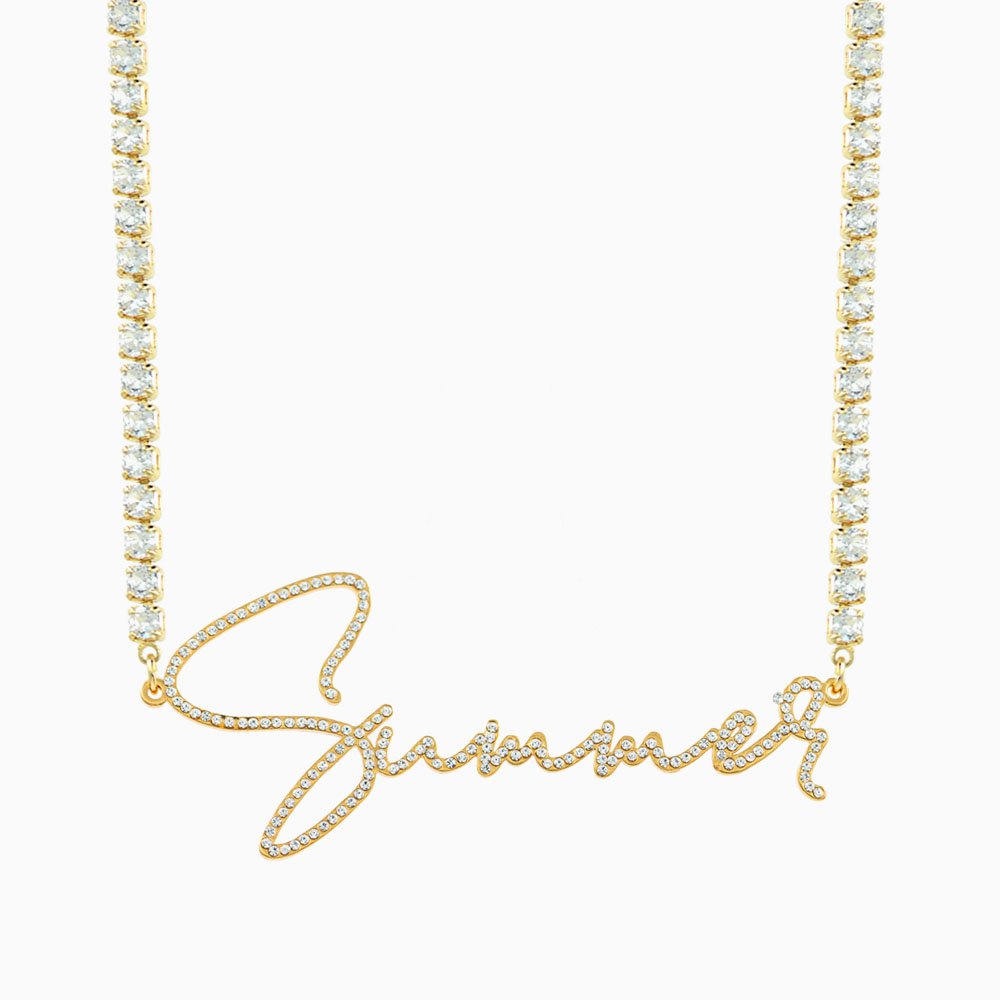 Iced Script Name Necklace