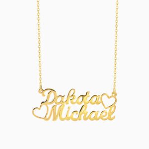 Couple Hearts Name Necklace