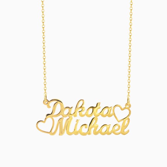 Couple Hearts Name Necklace