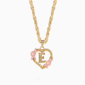 Floral Heart Letter Necklace