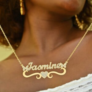Sparkling Butterfly Heart Name Necklace with Custom Personalized Name for Women Birthday Gift 5
